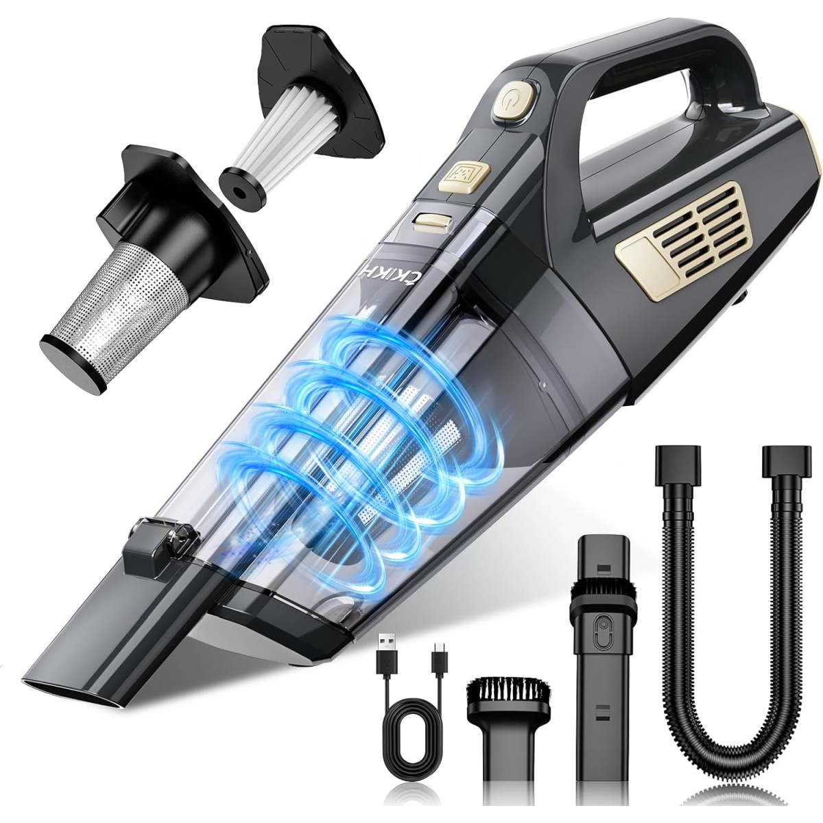 CKIKH Cordless Handheld Vacuum - White & Gold